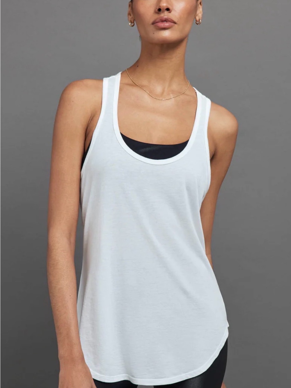Carbon38 White Racerback Long Tank